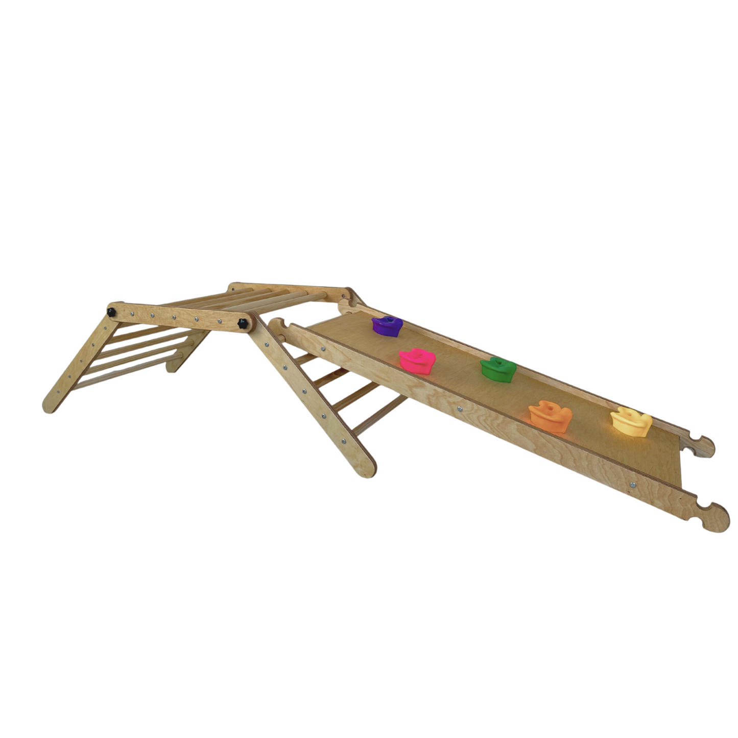 KLETTERKIND Klettergerüst Indoor 3-teilig | Kletterdreieck mit Rutsche für Kinder | Pikler Dreieck mit Rutsche für Indoor | Spielzeug ab 3 Jahr | Made in Germany